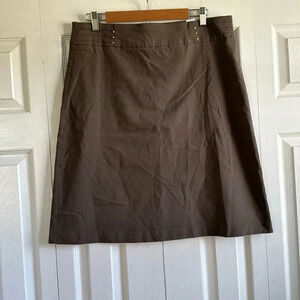 JM Collection | Office Skirt | Taupe | Stretchy Woven Rivets | size L